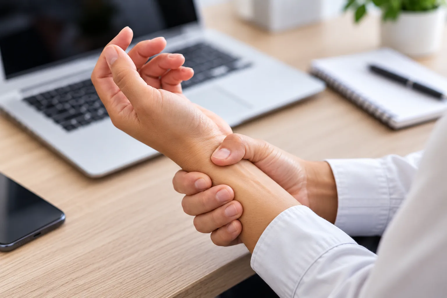 Doctor examining a patient’s wrist and hand for pain