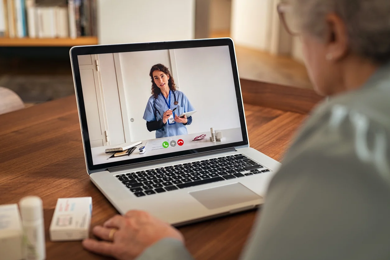 Telehealth physical therapy for seniors receiving remote rehabilitation consultation