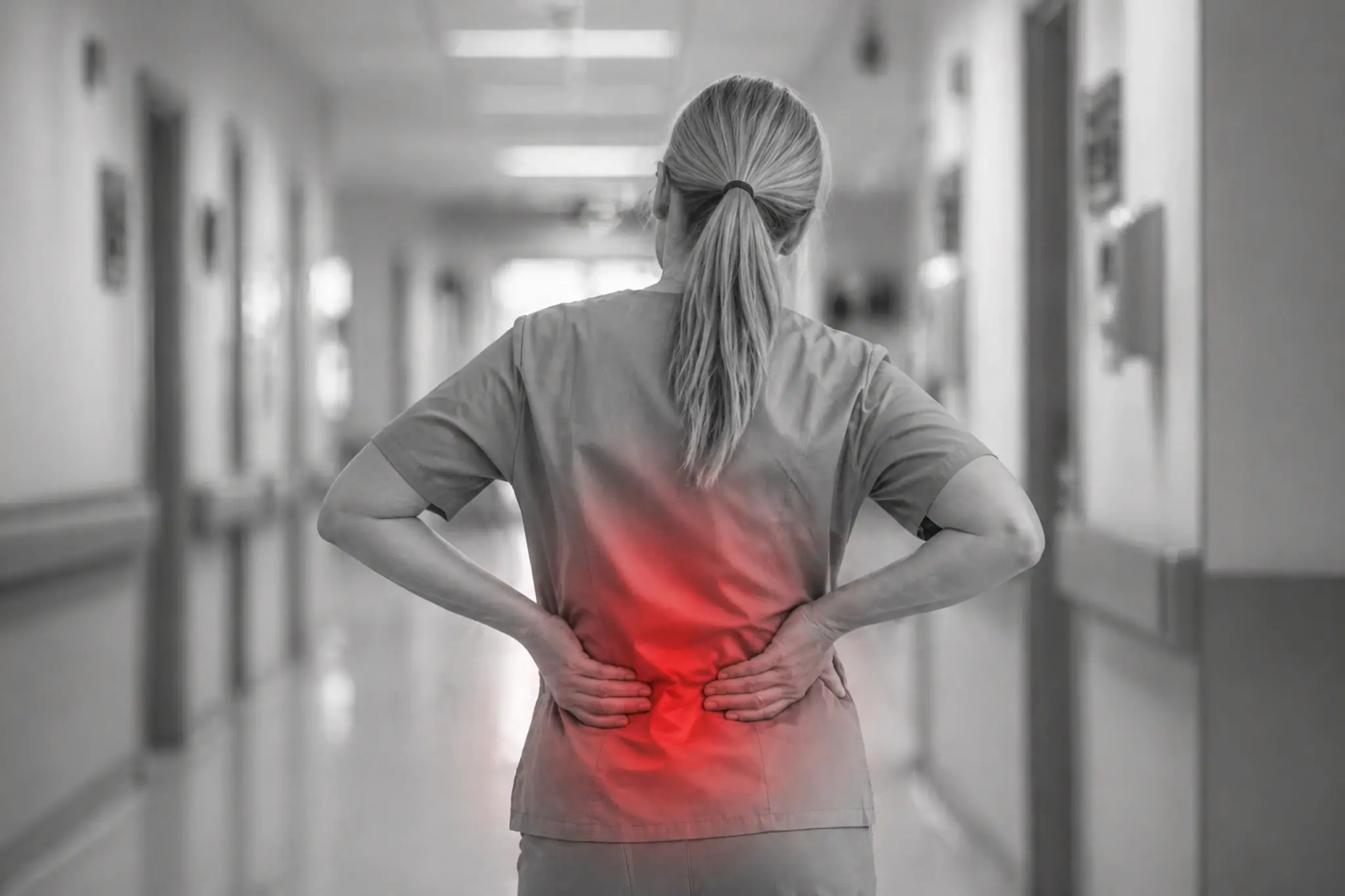 Woman experiencing back pain when standing